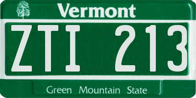 VT license plate ZTI213