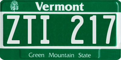 VT license plate ZTI217