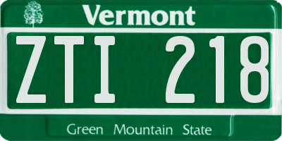 VT license plate ZTI218