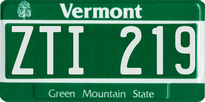 VT license plate ZTI219