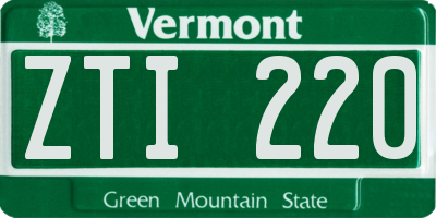 VT license plate ZTI220