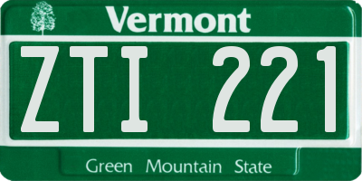 VT license plate ZTI221