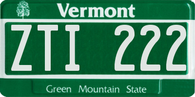 VT license plate ZTI222