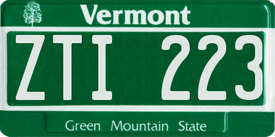 VT license plate ZTI223