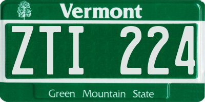 VT license plate ZTI224