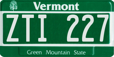VT license plate ZTI227