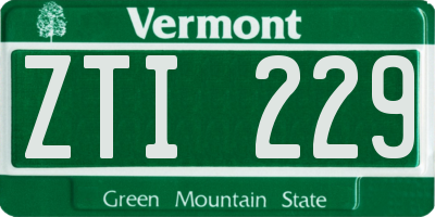 VT license plate ZTI229