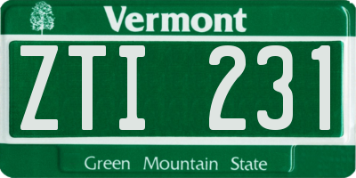 VT license plate ZTI231