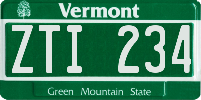 VT license plate ZTI234