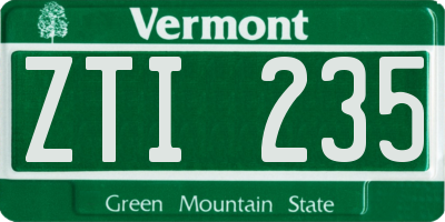 VT license plate ZTI235