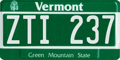 VT license plate ZTI237