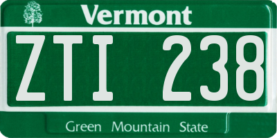 VT license plate ZTI238