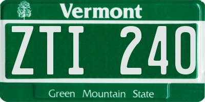 VT license plate ZTI240