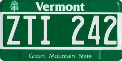 VT license plate ZTI242