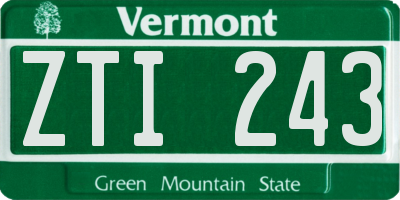 VT license plate ZTI243