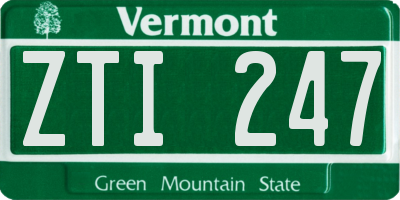 VT license plate ZTI247