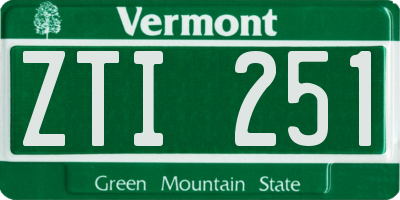 VT license plate ZTI251