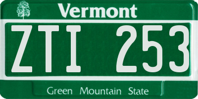 VT license plate ZTI253