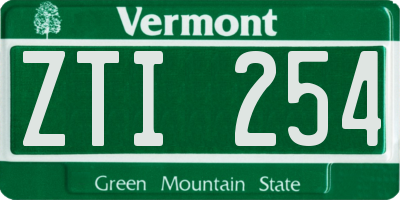 VT license plate ZTI254