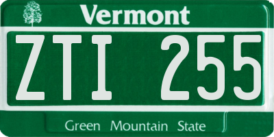 VT license plate ZTI255