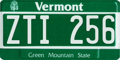 VT license plate ZTI256