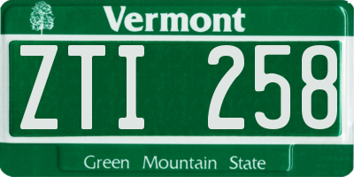 VT license plate ZTI258