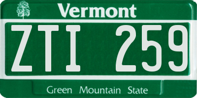 VT license plate ZTI259