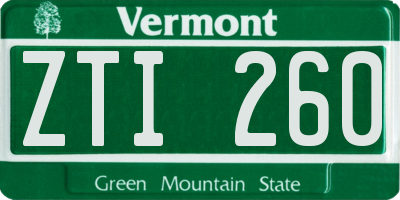 VT license plate ZTI260