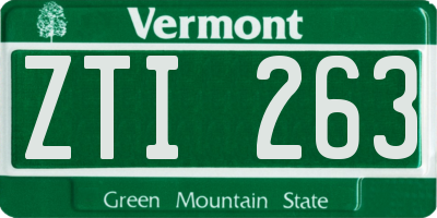 VT license plate ZTI263