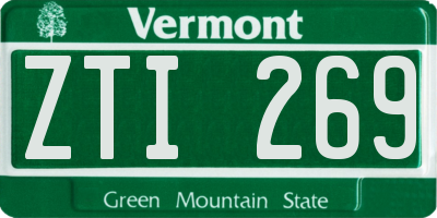 VT license plate ZTI269