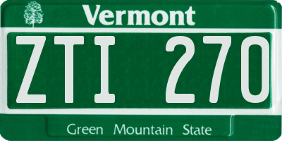 VT license plate ZTI270