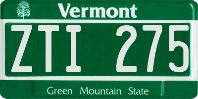 VT license plate ZTI275