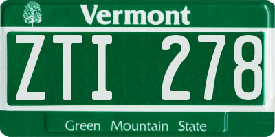 VT license plate ZTI278