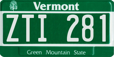 VT license plate ZTI281