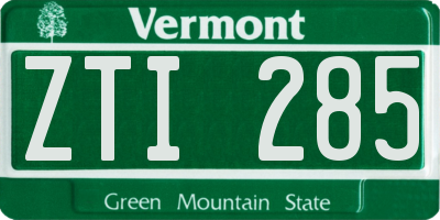 VT license plate ZTI285