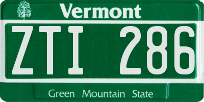 VT license plate ZTI286