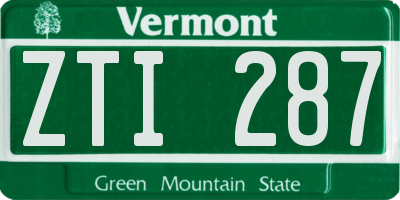 VT license plate ZTI287