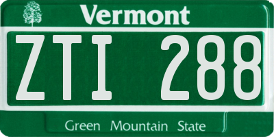 VT license plate ZTI288