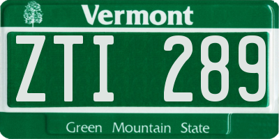 VT license plate ZTI289
