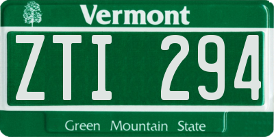VT license plate ZTI294