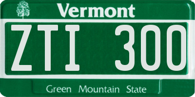 VT license plate ZTI300