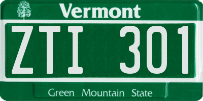 VT license plate ZTI301