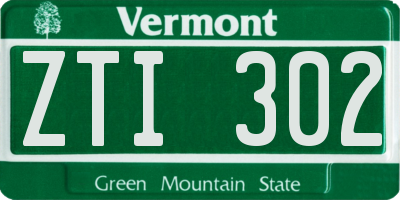 VT license plate ZTI302