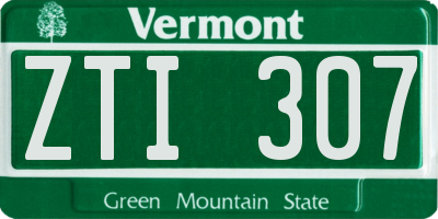 VT license plate ZTI307