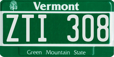 VT license plate ZTI308