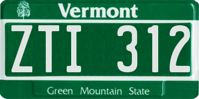 VT license plate ZTI312