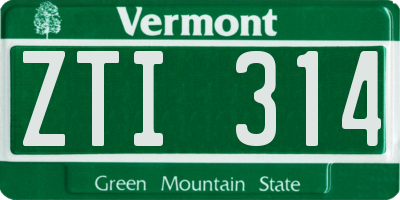 VT license plate ZTI314