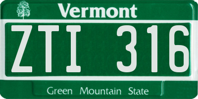 VT license plate ZTI316