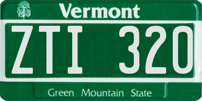 VT license plate ZTI320