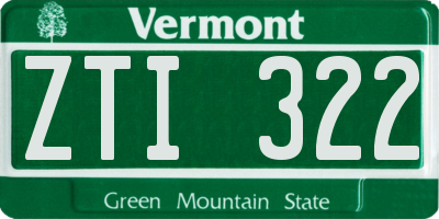 VT license plate ZTI322